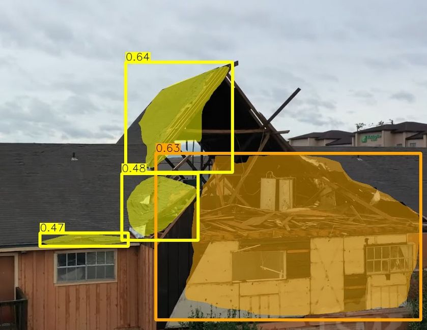 Demonstration of the visual interface of the system on a photo of a house in Lake Charles, Louisiana